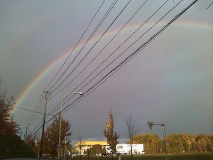 仕事帰りに見事な虹が・・・