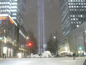 雪夜にライトアップ